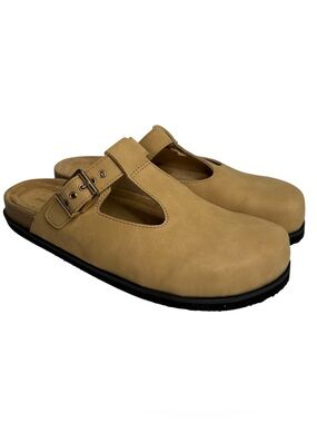 DREAM PAIRS Tan Slip-On Mule with Buckle Strap NWOT